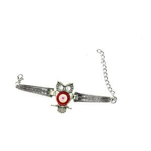 Boho Owl Rhinestone Silver-Tone Bracelet